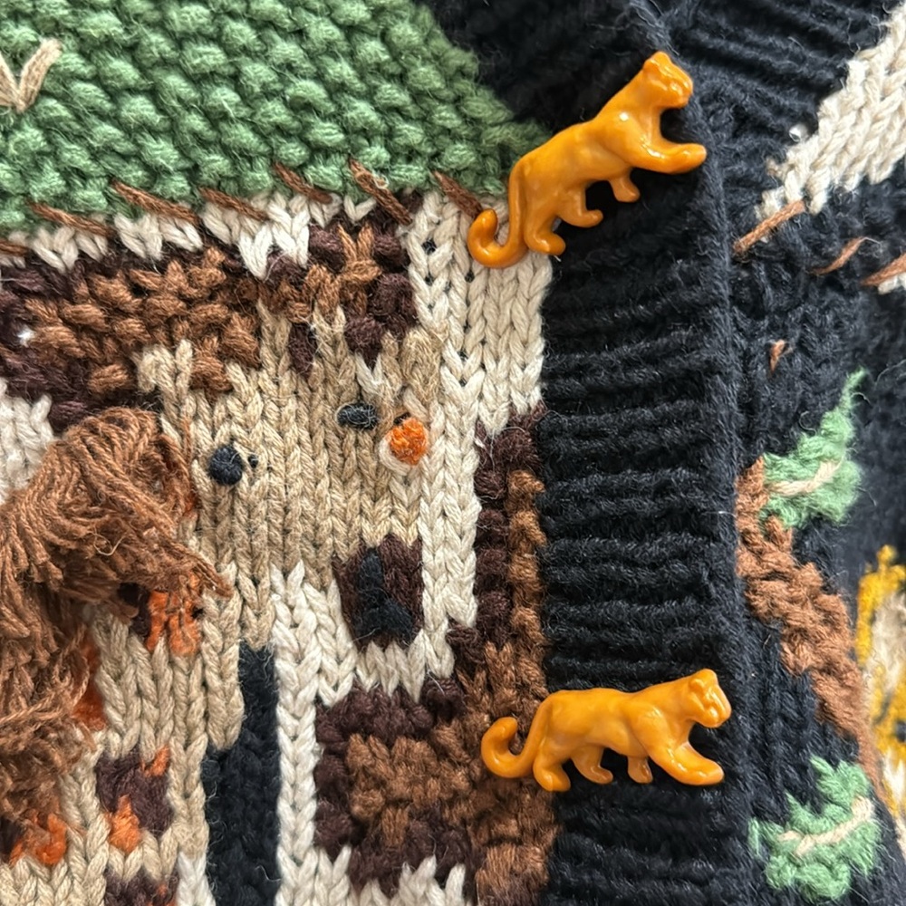 Vintage BELLE POINTE  LION King Animals Jungle Zoo  Sweater Cardigan  Size L - Picture 4 of 14